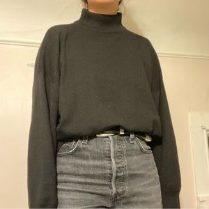 H&M BLACK COTTON MOCK NECK SWEATER